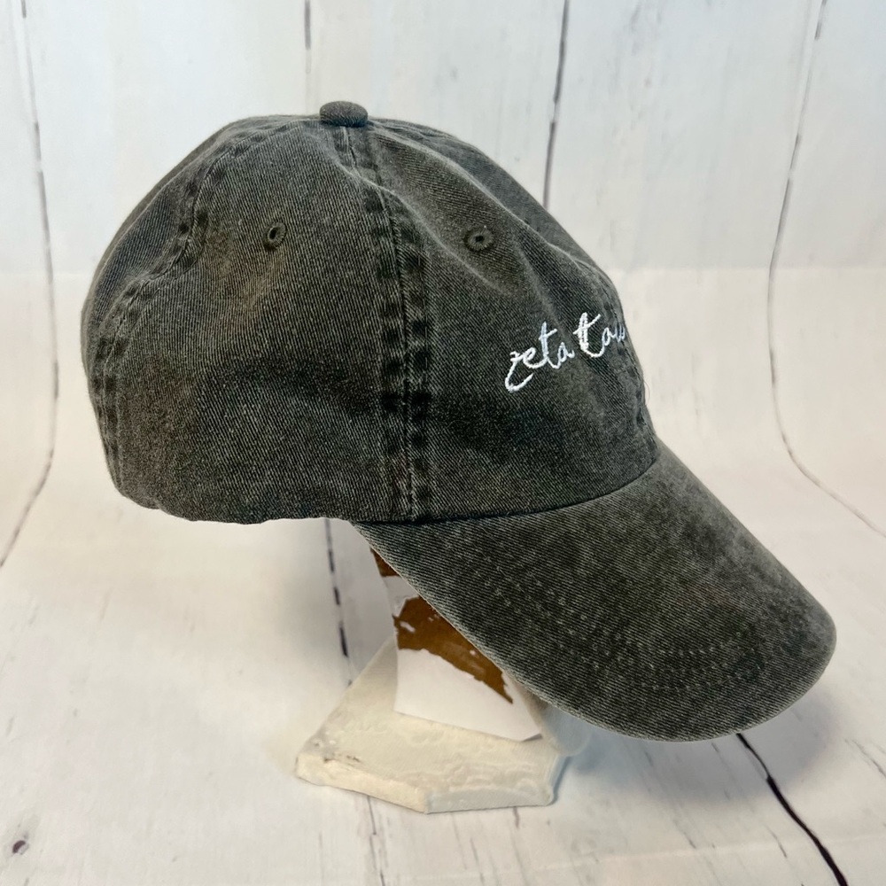 Black washed out denim Zeta Tau Alpha embroidered Baseball Cap - Picture 4 of 8